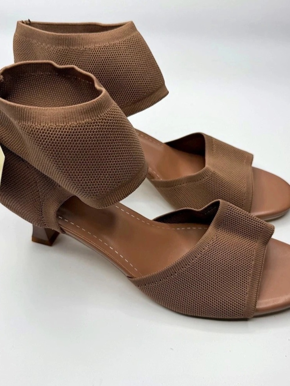 FME Women's Brown Heeled Sandals with Perforated Mesh Detail. Size: US 12, UK 10